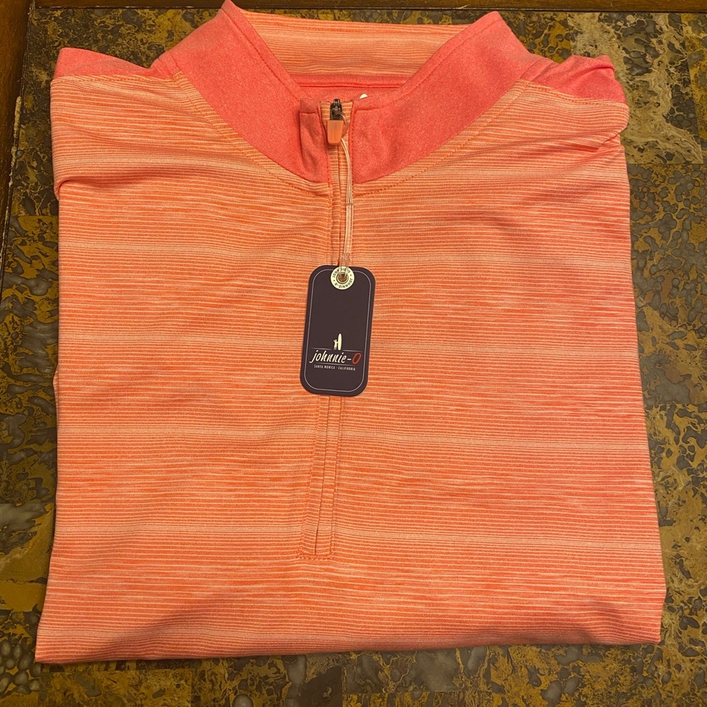 Johnnie-O Vibrant Coral Quarter-Zip Pullover